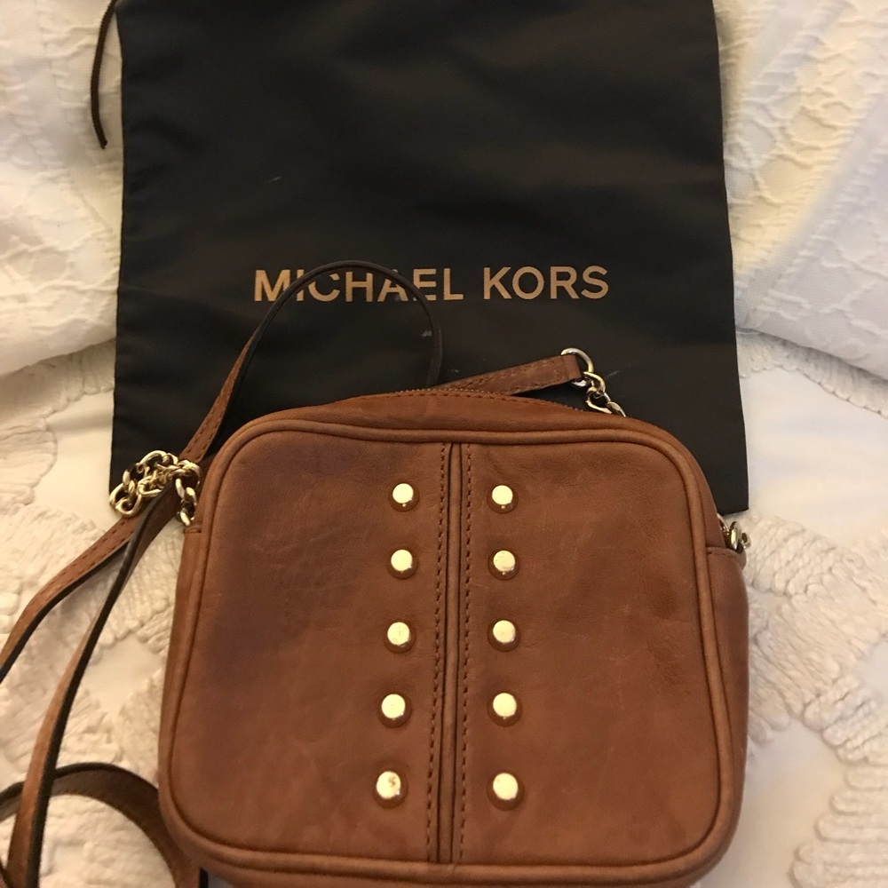 Michael kors studded camel crossbody